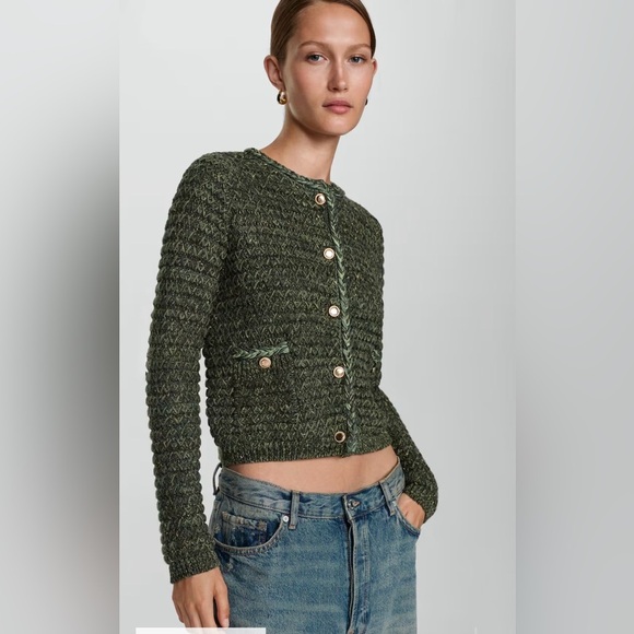 Mango Lurex chunky-knit cardigan green - Picture 2 of 8